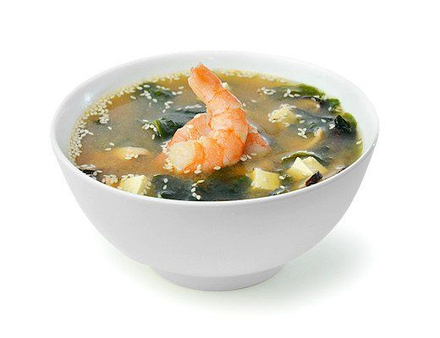 Горячий суп суп мисо-эби